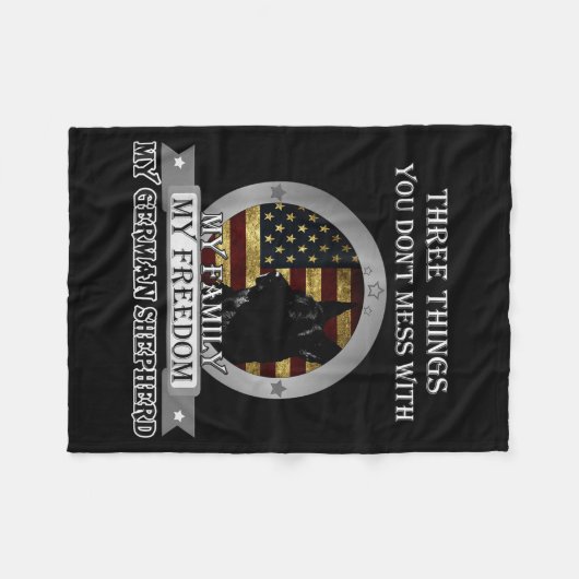 Couverture Polaire Black German Shepherd American Flag Three Things Y (Devant (Horizontal))