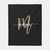Couverture Polaire Black Gold Modern Script Girl Monogramme Nom (Devant)