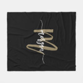 Couverture Polaire Black Gold Modern Script Girl Monogramme Nom (Devant (Horizontal))