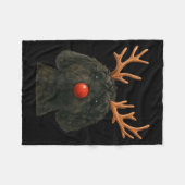 Couverture Polaire Black Goldendoodle Christmas Lights Santa Hat Blac (Devant (Horizontal))