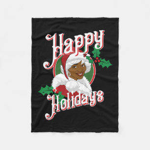 Couverture Polaire Black happy holiday afro-américain père Noël mrs c
