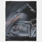 Couverture Polaire Black Horse Ajouter un nom Fleece Blanket (Devant)