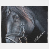 Couverture Polaire Black Horse Ajouter un nom Fleece Blanket (Devant (Horizontal))