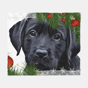 Couverture Polaire Black Lab Christmas - Chien mignon Chien Chien Chi