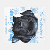 Couverture Polaire Black Lab Christmas - Joyeux tout - Labrador (Devant (Horizontal))