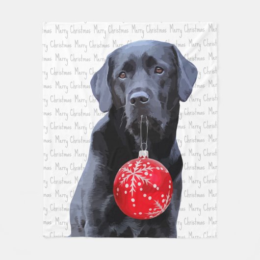 Couverture Polaire Black Lab Joyeux Noël Labrador (Devant)