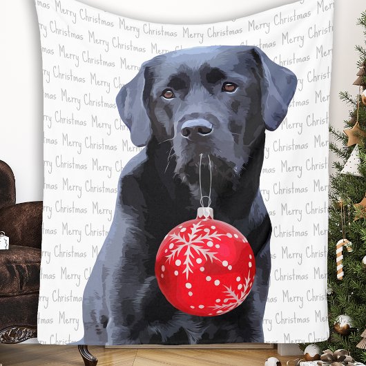 Couverture Polaire Black Lab Joyeux Noël Labrador