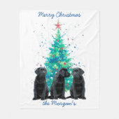 Couverture Polaire Black Lab Joyeux Noël mignonne Chiot Labrador (Devant)