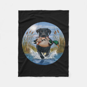 Couverture Polaire Black Lab Labrador Chasse Canards Aquarelle Jaune