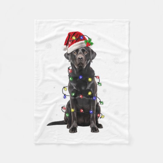 Couverture Polaire Black Lab Labrador Christmas Tree Light Pyjama Chi (Devant)