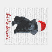 Couverture Polaire Black Lab Puppy - Joyeux Noël - Labrador (Devant (Horizontal))