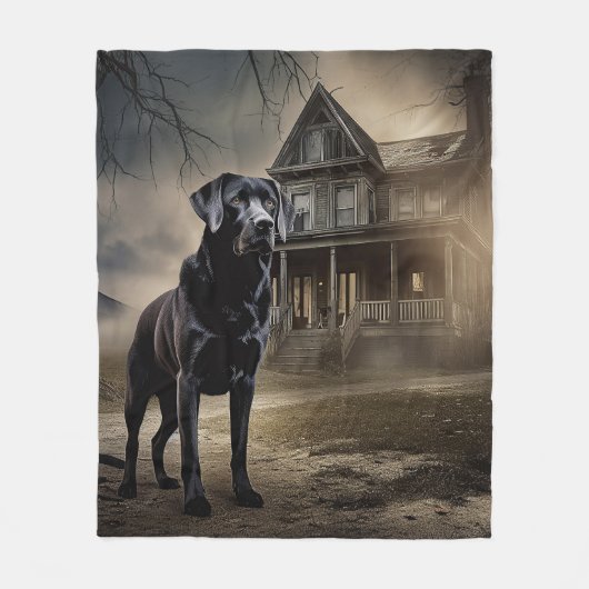 Couverture Polaire Black Labrador Halloween (Devant)