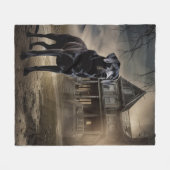 Couverture Polaire Black Labrador Halloween (Devant (Horizontal))