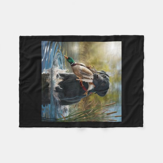 Couverture Polaire Black Labrador Retriever Chien Chasse Canards Dans (Devant (Horizontal))