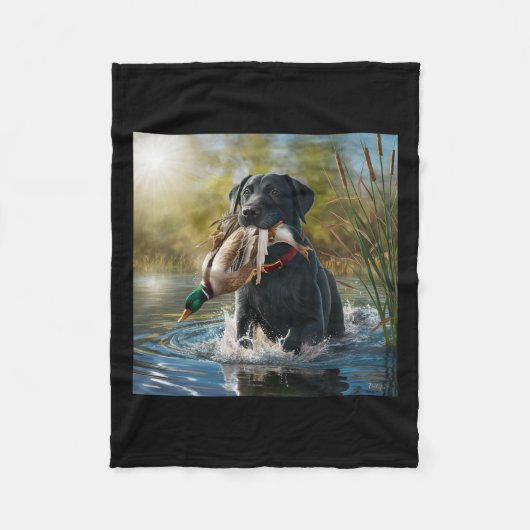 Couverture Polaire Black Labrador Retriever Chien Chasse Canards Dans (Devant)