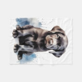Couverture Polaire Black Labrador Retriever mignon Chien chiot (Devant (Horizontal))