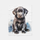 Couverture Polaire Black Labrador Retriever mignon Chien chiot (Devant)
