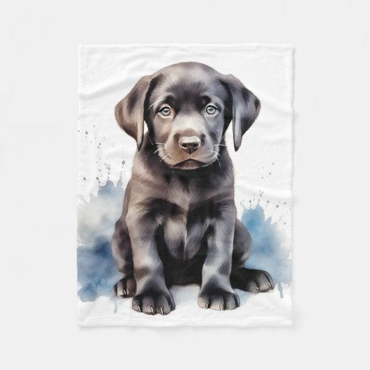 Couverture Polaire Black Labrador Retriever mignon Chien chiot (Devant)