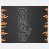 Couverture Polaire Black Leather Orange Flames (Devant (Horizontal))