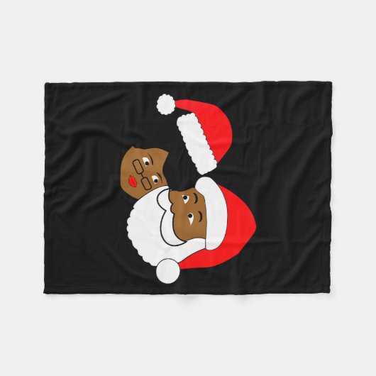 Couverture Polaire Black Loving Santa Claus And Mrs. Claus Ethnic Chr (Devant (Horizontal))