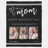Couverture Polaire Black Modern Happy Mother's Day Photo Collage (Devant)