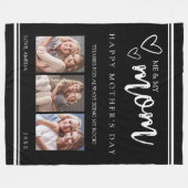 Couverture Polaire Black Modern Happy Mother's Day Photo Collage (Devant (Horizontal))