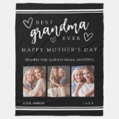 Couverture Polaire Black Modern Photo Collage Best Grandma Ever (Devant)