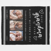 Couverture Polaire Black Modern Photo Collage Best Grandma Ever (Devant (Horizontal))