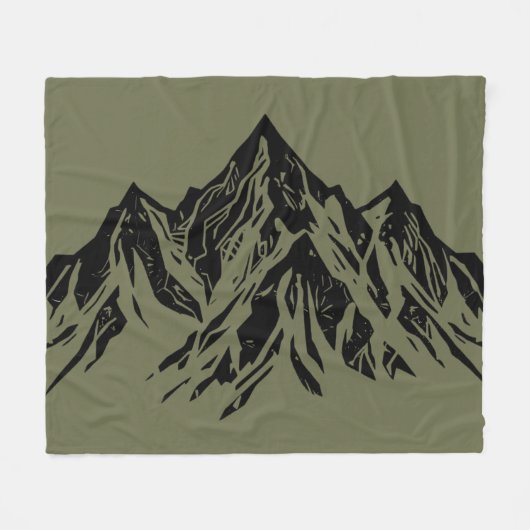 Couverture Polaire Black Mountain Peak | Modern Moss Green Hiking (Devant (Horizontal))