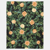Couverture Polaire Black & Peach Mariage Floral moderne (Devant)