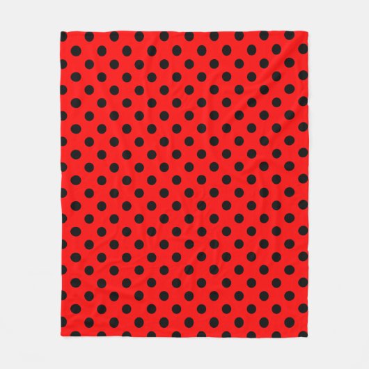 Couverture Polaire Black Polka Dots Pattern on Red Background (Devant)