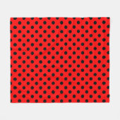 Couverture Polaire Black Polka Dots Pattern on Red Background (Devant (Horizontal))