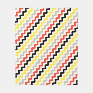 Couverture Polaire Black Red Yellow Diagonal Zigzag Motif africain