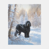 Couverture Polaire Black Russian Terrier Laisser neiger Noël (Devant)
