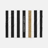 Couverture Polaire Black Stripes FAUX Gold Glitz et Nom (Devant (Horizontal))
