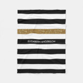 Couverture Polaire Black Stripes FAUX Gold Glitz et Nom (Devant)