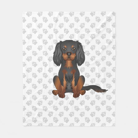 Couverture Polaire Black & Tan Cavalier King Charles Spaniel & Paws (Devant)