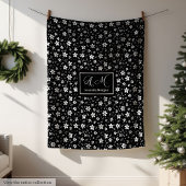 Couverture Polaire Black White Botanical Blanket Personalized Minimal