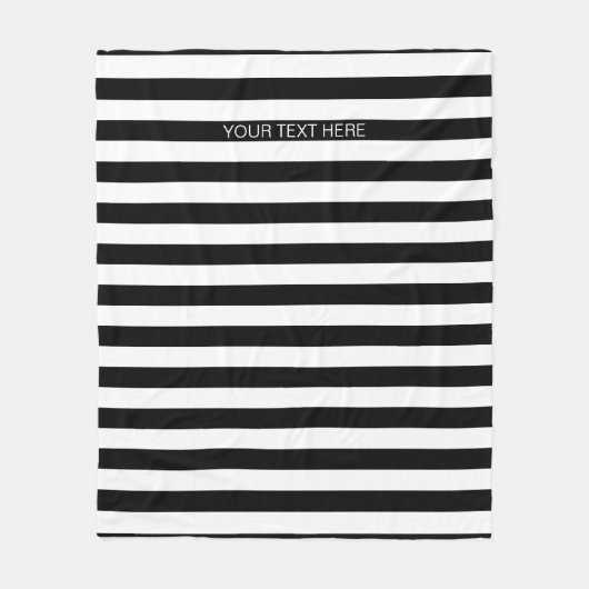 Couverture Polaire Black White Horizontal Preppy Stripe Nom monogram (Devant)