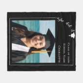 Couverture Polaire Black white modern photo Graduation she did it (Devant (Horizontal))