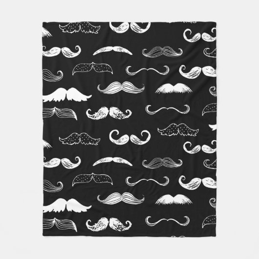 Couverture Polaire Black & White Moustache Seamless Repeat Background (Devant)