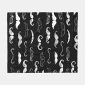 Couverture Polaire Black & White Moustache Seamless Repeat Background (Devant (Horizontal))