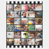 Couverture Polaire Black White Stripe 30 Photo Famille Collage (Devant)