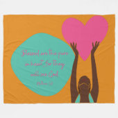 Couverture Polaire Black Woman Scripture Heart Christian Orange (Devant (Horizontal))