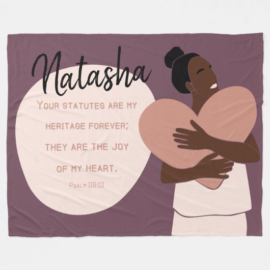 Couverture Polaire Black Woman Scripture Heart Plum personnalisé (Devant (Horizontal))
