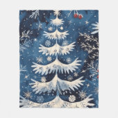 Couverture Polaire Blanc Bleu Arbre de Noël Vacances Fleece Blanche (Devant)