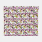Couverture Polaire Blanc Dahlia Fleur Motif Nature (Devant (Horizontal))