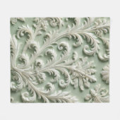 Couverture Polaire Blanc Damask Floral Pattern Vert doux Arrière - pl (Devant (Horizontal))
