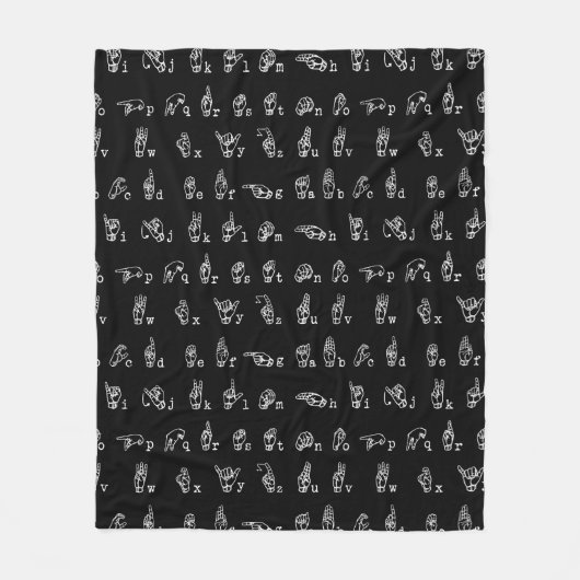 Couverture Polaire Blanc de //d'alphabet de langue des signes sur (Devant)