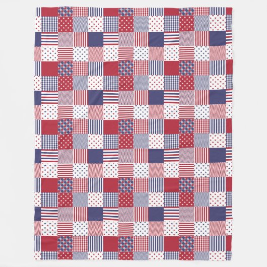 Couverture Polaire Blanc de patchwork americana des Etats-Unis et (Devant)